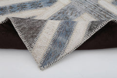 Flag Patchwork Grey Figured Cotton Wool Handmade Area Rug 3'1'' x 5'1''