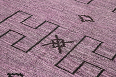 Scrap Purple Geometric Cotton Wool Handmade Area Rug 6'3'' x 8'11''