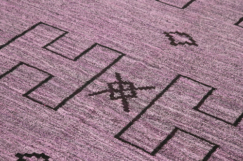 Scrap Purple Geometric Cotton Wool Handmade Area Rug 6'3'' x 8'11''