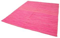 Scrap Pink Geometric Cotton Wool Handmade Area Rug 6'11'' x 8'6''