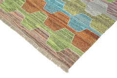 Scrap Pink Geometric Cotton Wool Handmade Area Rug 6'9'' x 9'10''