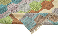 Scrap Pink Geometric Cotton Wool Handmade Area Rug 6'9'' x 9'10''