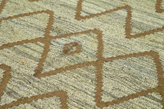 Scrap Green Geometric Cotton Wool Handmade Area Rug 7'2'' x 10'4''