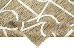 Handmade Area Rug - Beige Geometric Cotton Wool Rug 8'1'' x 10'6'' Durable Design