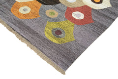 Scrap Yellow Geometric Cotton Wool Handmade Area Rug 8'2'' x 10'6''