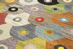 Scrap Yellow Geometric Cotton Wool Handmade Area Rug 8'2'' x 10'6''