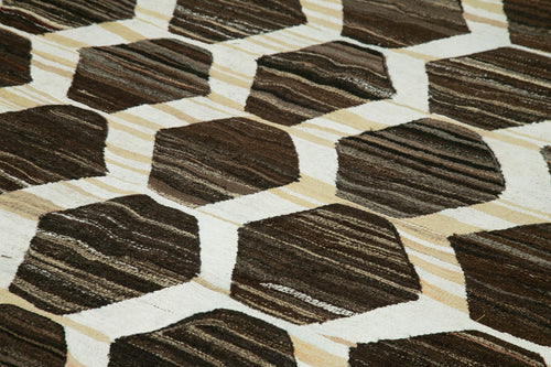 Handmade Area Rug - Pink Geometric Cotton Wool Carpet 8x10 Feet Durable Bohemian Style