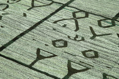 Scrap Green Geometric Cotton Wool Handmade Area Rug 10'0'' x 14'1''