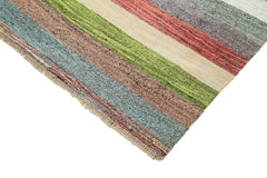 Scrap Green Geometric Cotton Wool Handmade Area Rug 8'8'' x 12'3''