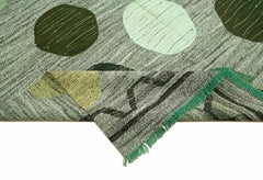 Scrap Green Geometric Cotton Wool Handmade Area Rug 10'0'' x 14'2''