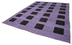 Scrap Purple Geometric Cotton Wool Handmade Area Rug 10'3'' x 14'3''
