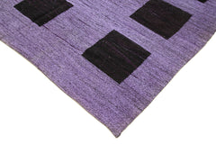 Scrap Purple Geometric Cotton Wool Handmade Area Rug 10'3'' x 14'3''