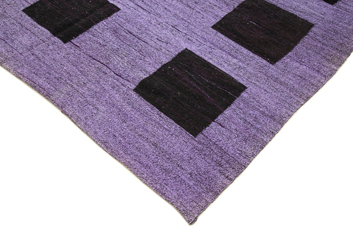 Scrap Purple Geometric Cotton Wool Handmade Area Rug 10'3'' x 14'3''