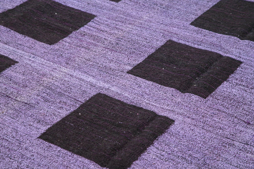 Scrap Purple Geometric Cotton Wool Handmade Area Rug 10'3'' x 14'3''