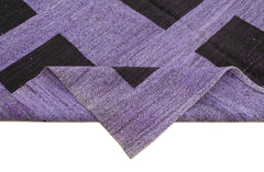 Scrap Purple Geometric Cotton Wool Handmade Area Rug 10'3'' x 14'3''