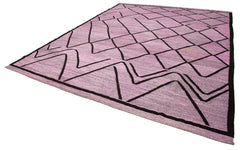 Scrap Purple Geometric Cotton Wool Handmade Area Rug 10'6'' x 13'11''