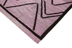 Scrap Purple Geometric Cotton Wool Handmade Area Rug 10'6'' x 13'11''