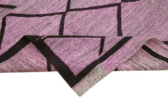Scrap Purple Geometric Cotton Wool Handmade Area Rug 10'6'' x 13'11''