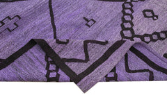 Handmade Area Rug - Purple Geometric Cotton Wool Vintage Handwoven Carpet 10'4''x13'10''