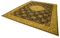 Persian Yellow Classic Cotton Wool Handmade Area Rug 9'7'' x 13'3''