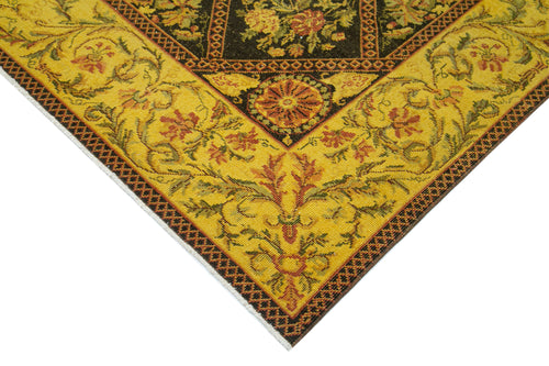 Persian Yellow Classic Cotton Wool Handmade Area Rug 9'7'' x 13'3''