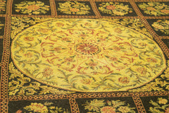 Persian Yellow Classic Cotton Wool Handmade Area Rug 9'7'' x 13'3''