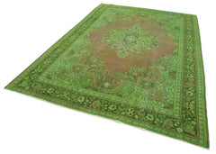 Handmade Area Rug – Persian Classic Green Wool Cotton Vintage Carpet 6'11''x10'2''