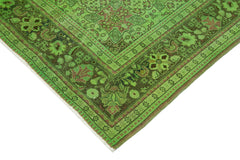 Handmade Area Rug – Persian Classic Green Wool Cotton Vintage Carpet 6'11''x10'2''