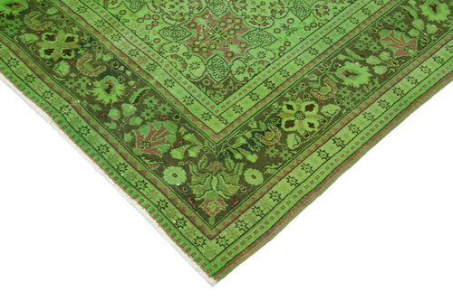Handmade Area Rug – Persian Classic Green Wool Cotton Vintage Carpet 6'11''x10'2''