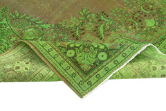 Handmade Area Rug – Persian Classic Green Wool Cotton Vintage Carpet 6'11''x10'2''