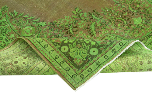 Handmade Area Rug – Persian Classic Green Wool Cotton Vintage Carpet 6'11''x10'2''