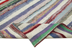 Chaput Kilim Beige Striped Cotton Wool Handmade Area Rug 5'8'' x 10'3''