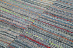 Chaput Kilim Purple Striped Cotton Wool Handmade Area Rug 6'0'' x 9'8''