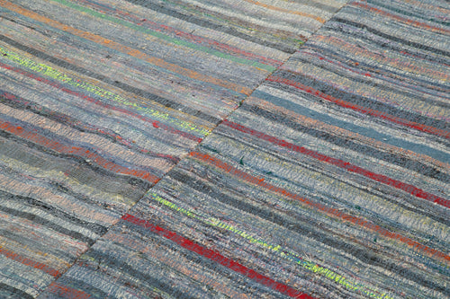 Chaput Kilim Purple Striped Cotton Wool Handmade Area Rug 6'0'' x 9'8''