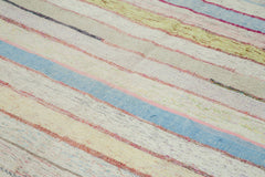 Chaput Kilim White Striped Cotton Wool Handmade Area Rug 6'1'' x 10'2''