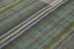 Handmade Area Rug - Grey Striped Kilim Cotton Wool Rug 6'x9' Vintage Turkish
