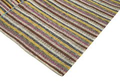 Chaput Kilim Brown Striped Cotton Wool Handmade Area Rug 6'4'' x 10'0''