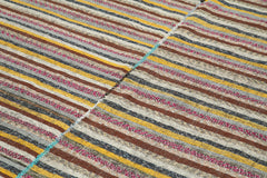 Chaput Kilim Brown Striped Cotton Wool Handmade Area Rug 6'4'' x 10'0''