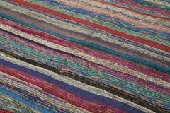 Chaput Kilim White Striped Cotton Wool Handmade Area Rug 5'8'' x 8'0''