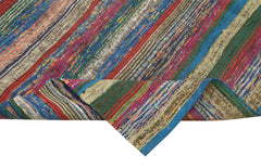 Chaput Kilim White Striped Cotton Wool Handmade Area Rug 5'8'' x 8'0''