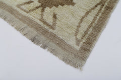 Handmade Area Rug - Beige Geometric Cotton Wool Turkish Vintage Carpet 3'3''x5'10''