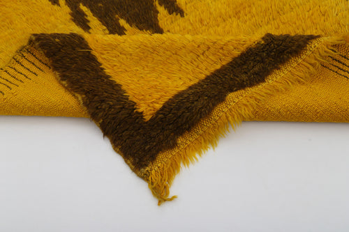 Tulu Yellow Geometric Cotton Wool Handmade Area Rug 3'6'' x 5'10''