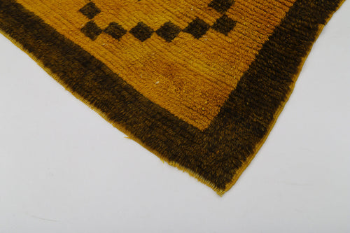 Handmade Area Rug - Yellow Geometric Cotton Wool Rug 3'11'' x 6'5'' Soft Durable Carpet
