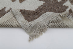 Tulu Beige Geometric Cotton Wool Handmade Area Rug 3'9'' x 6'0''