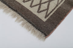 Handmade Area Rug - Beige Geometric Cotton Wool Rug 3'3'' x 5'10'' Durable Soft Carpet