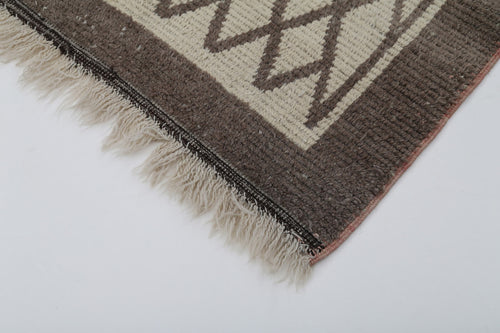 Handmade Area Rug - Beige Geometric Cotton Wool Rug 3'3'' x 5'10'' Durable Soft Carpet