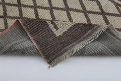 Handmade Area Rug - Beige Geometric Cotton Wool Rug 3'3'' x 5'10'' Durable Soft Carpet