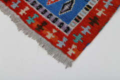 Tulu Red Geometric Cotton Wool Handmade Area Rug 2'2'' x 3'5''