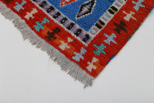 Tulu Red Geometric Cotton Wool Handmade Area Rug 2'2'' x 3'5''