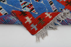 Tulu Red Geometric Cotton Wool Handmade Area Rug 2'2'' x 3'5''